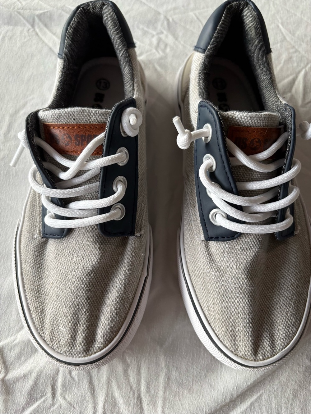 US Sports Kids Size 13 Gray Navy Lace Up Casual Sneakers